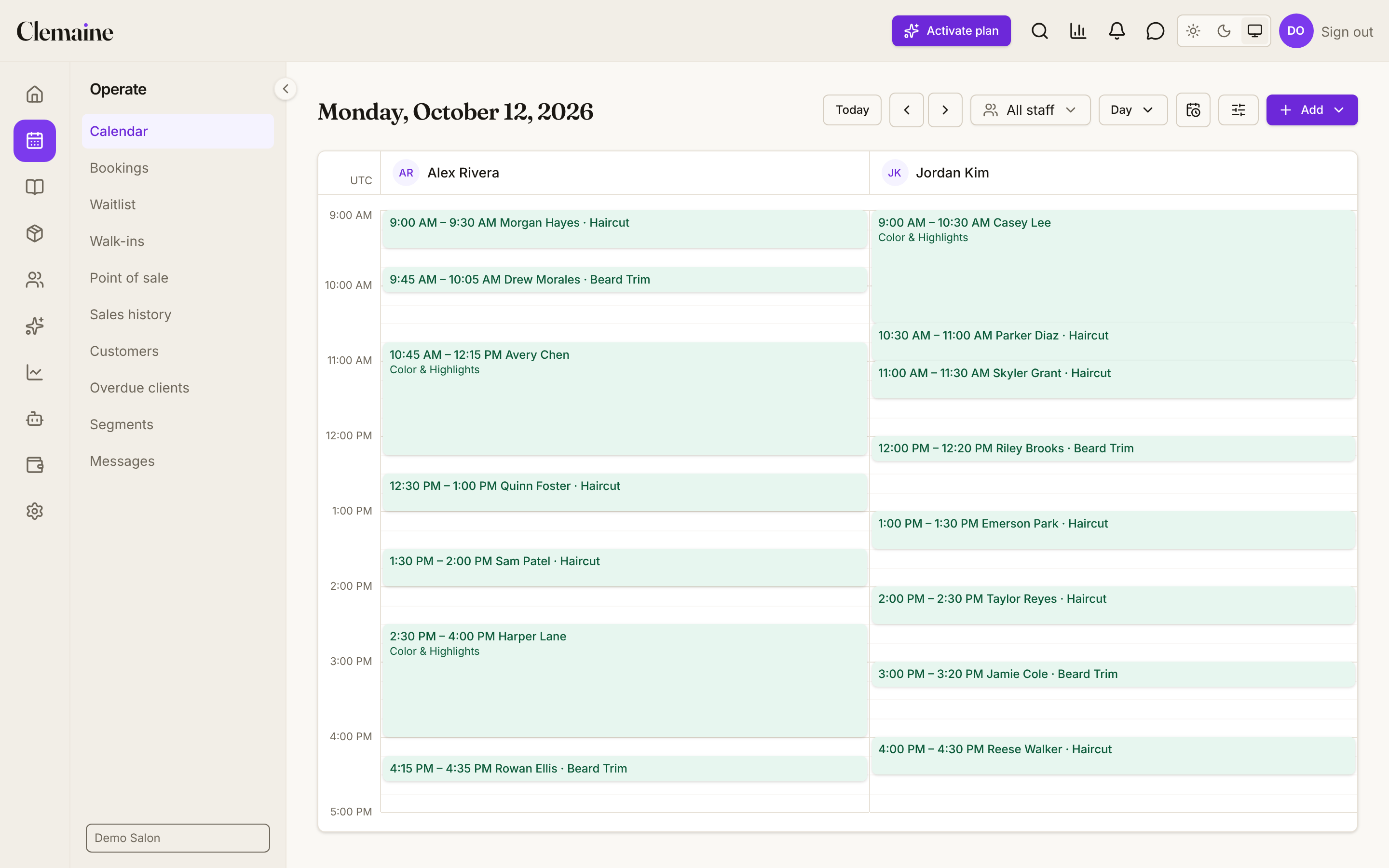 The Clemaine calendar on a laptop screen